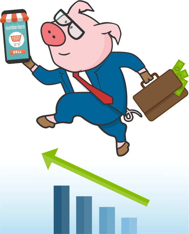 Pig salesperson with sales chart