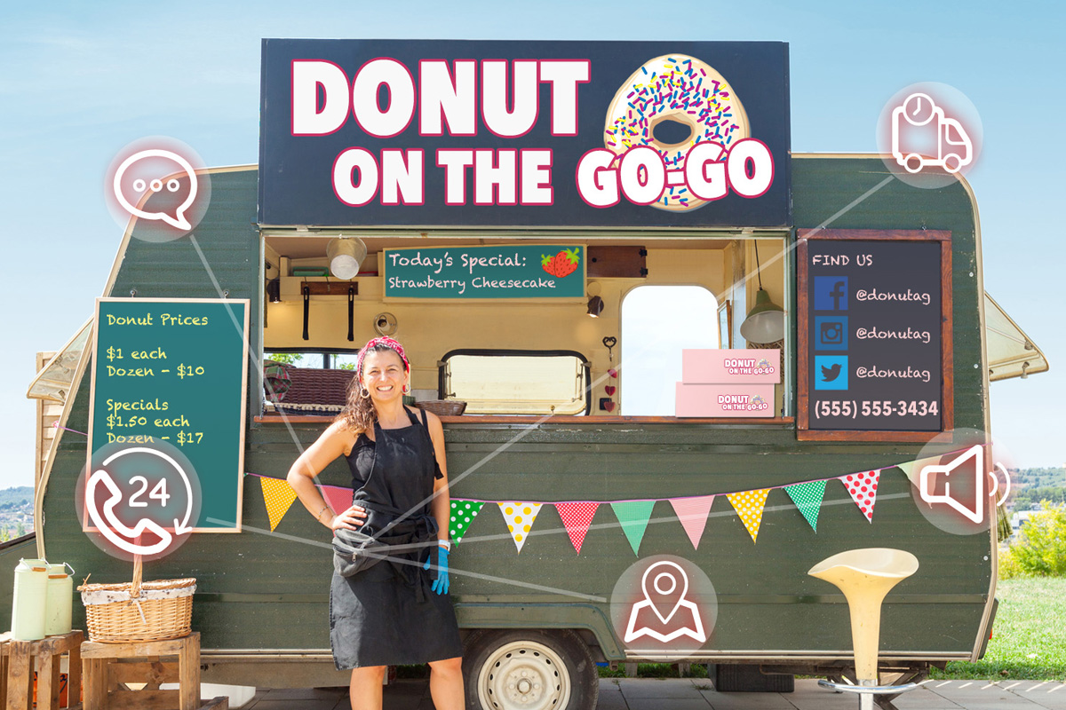 food truck owner managing business calls on mobile phone