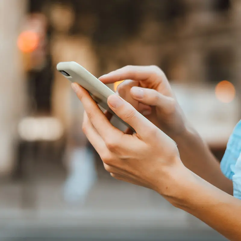 typing on mobile phone