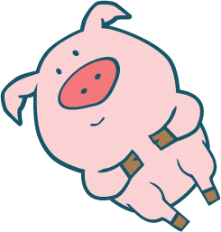 pig peeking around corner